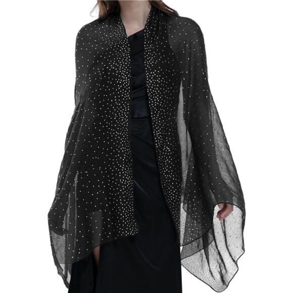 Accessories - Black Shawl Wraps Rhinestone Formal Evening Dress Prom Wedding Bridal Shawl